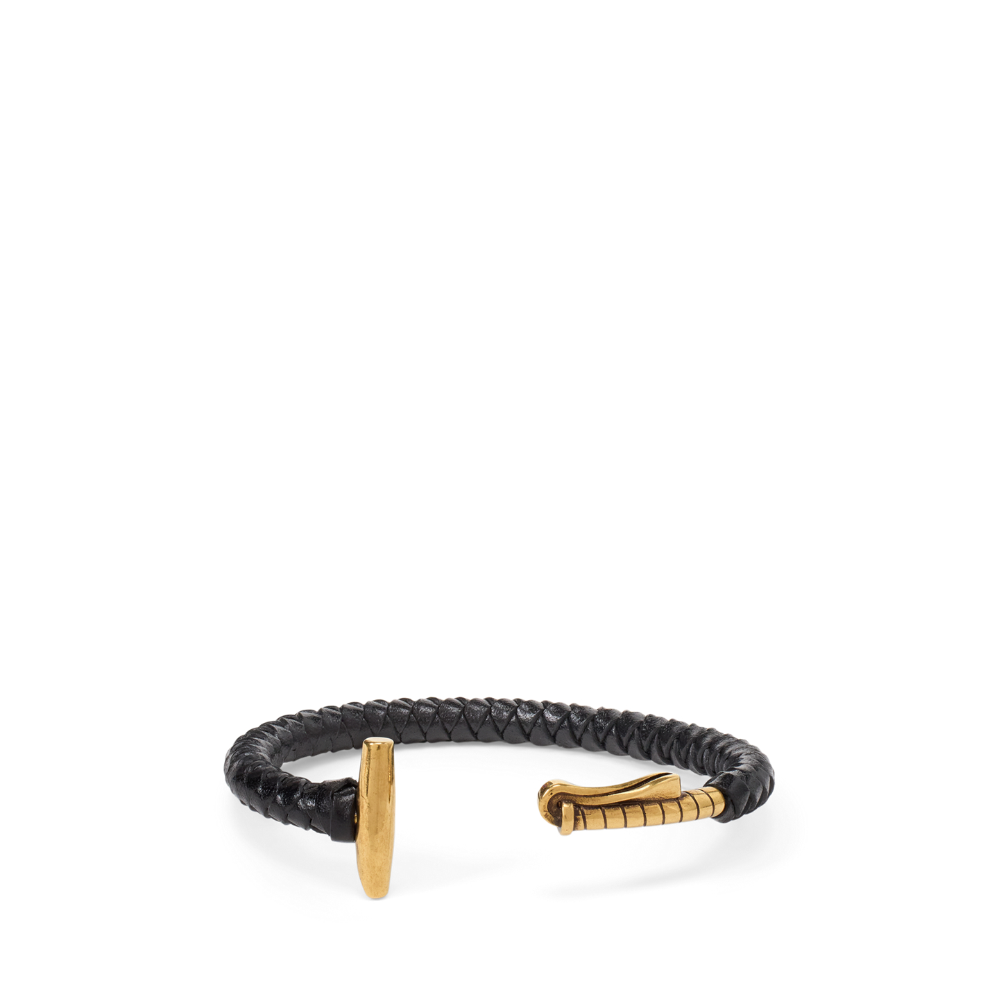 Мужской браслет Ralph Lauren Braided Antiqued Brass Polo Mallet, цвет: Золотой чёрный — фото 2