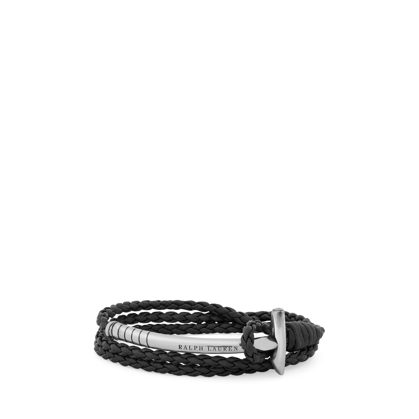 Мужской браслет Ralph Lauren Triple-Wrap Leather Mallet, цвет: Серый чёрный — фото 2
