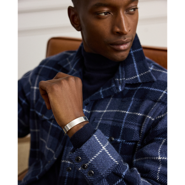 Sterling Silver Engine-Turned Wide Cuff