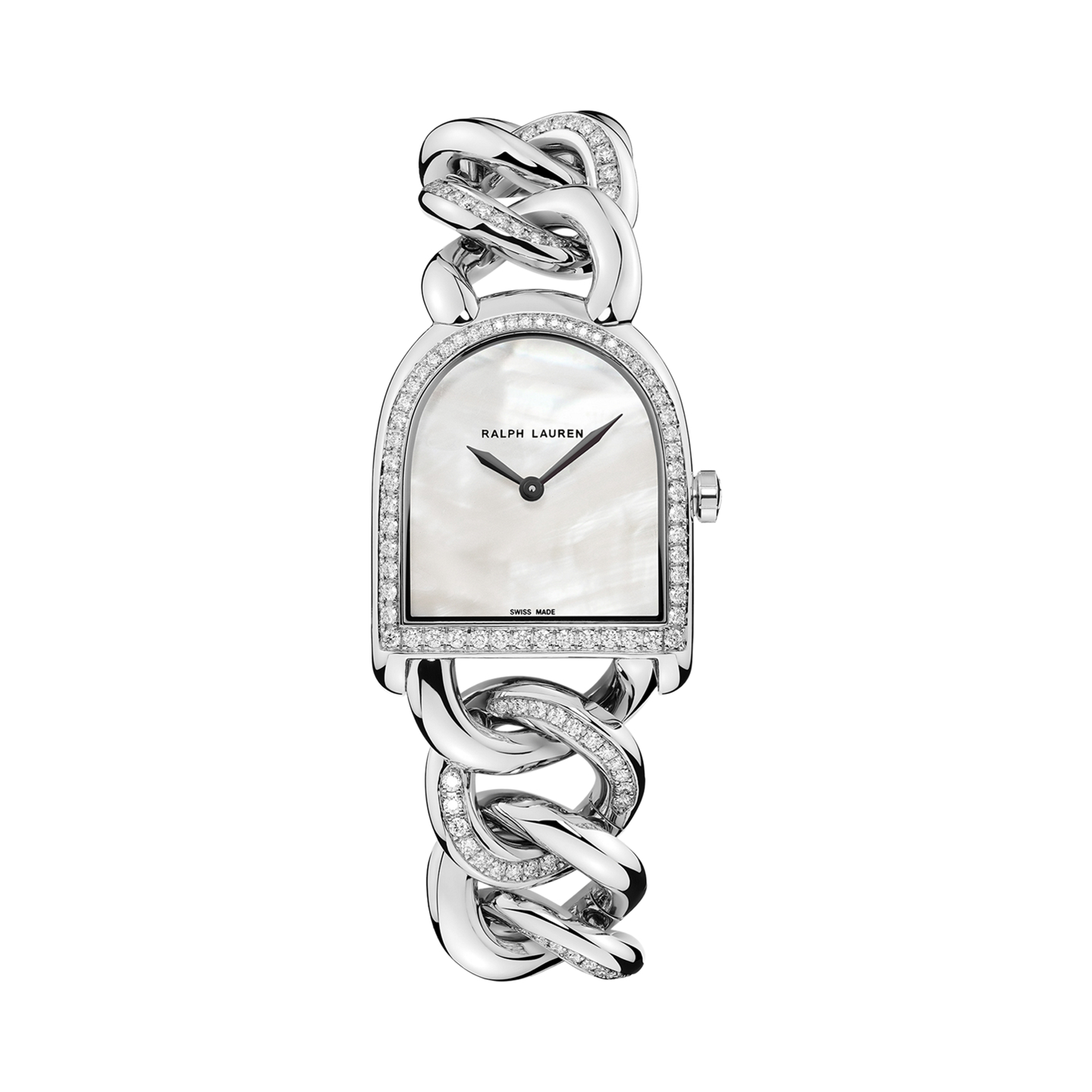Женские футболки Ralph Lauren Pearl Dial Petite-Link Steel Diamond, цвет: Жемчужный — фото 3