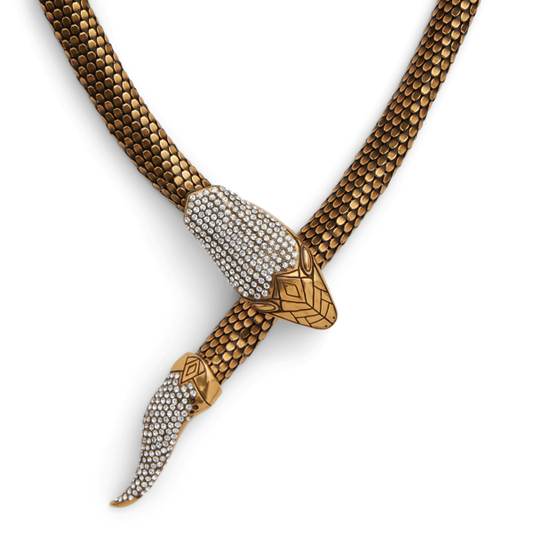 Messing-Schlangen-Collier mit Kristallen Ralph Lauren Collection in Gold 2