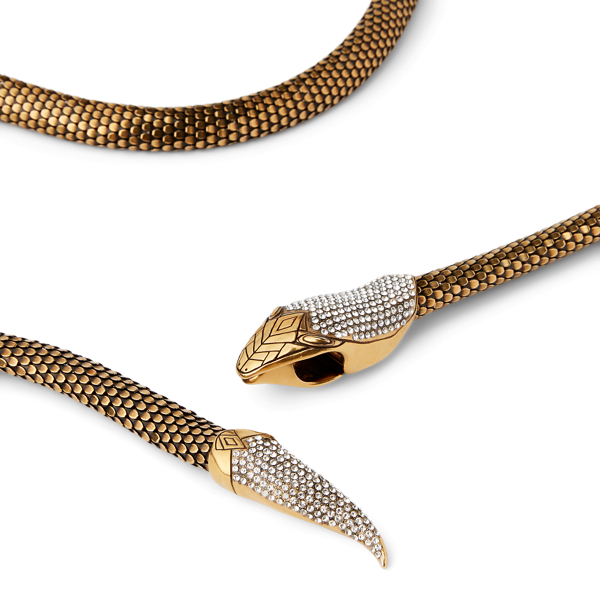Messing-Schlangen-Collier mit Kristallen Ralph Lauren Collection in Gold 3