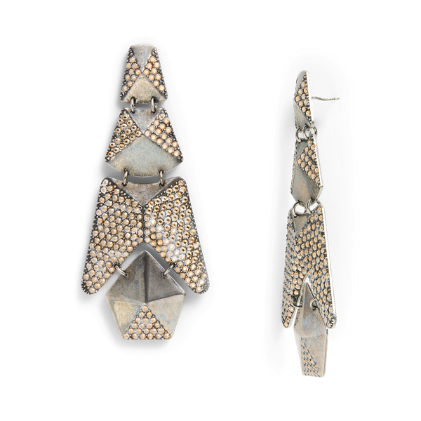 Boucles d'oreilles g&eacute;om&eacute;triques pav&eacute;es Ralph Lauren Collection en Gris 2