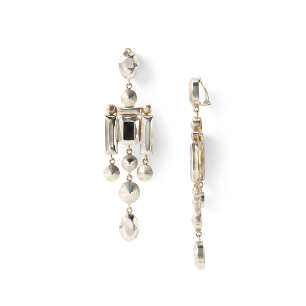 Grey Triple-Bead Crystal Chandelier Earrings Ralph Lauren Collection 2