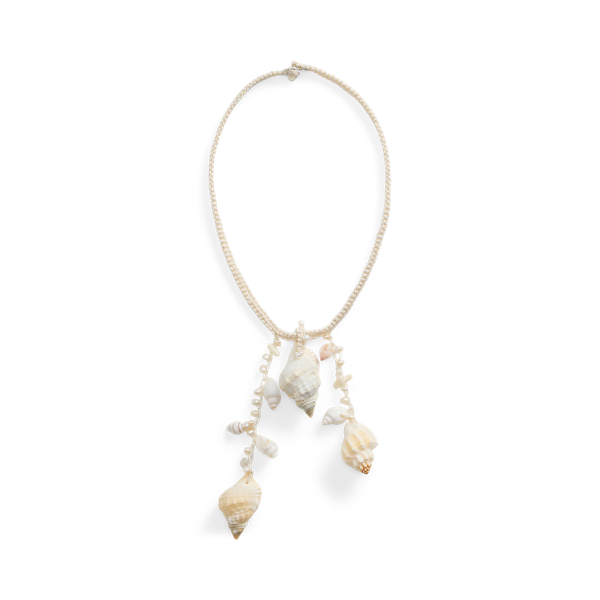 Cream/Silver Triple-Shell Drop Crochet Necklace Ralph Lauren Collection 1