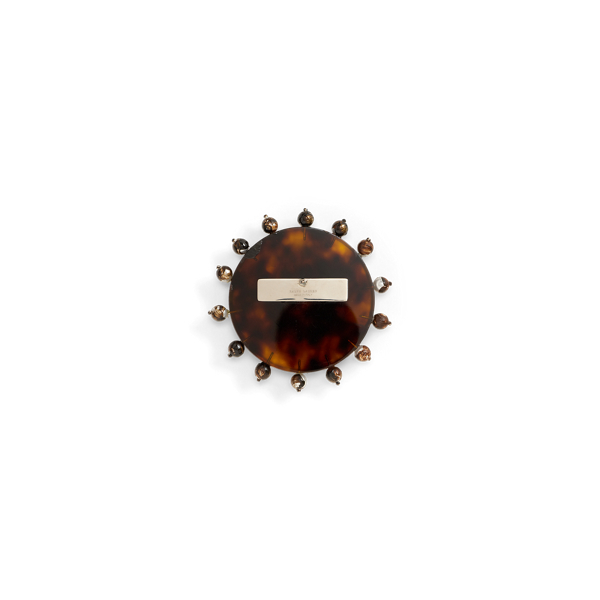 Antique Silver Brown Tortoiseshell & Pearl Plaque Brooch Ralph Lauren Collection 2