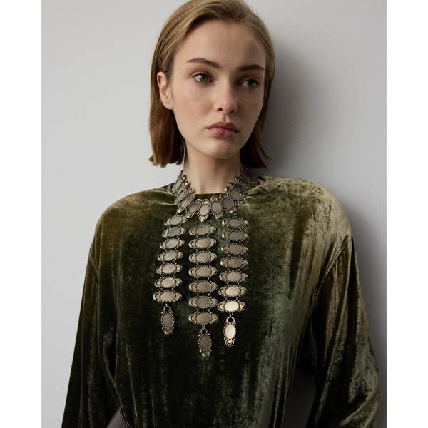 Antiqued Silver-Tone Long Necklace