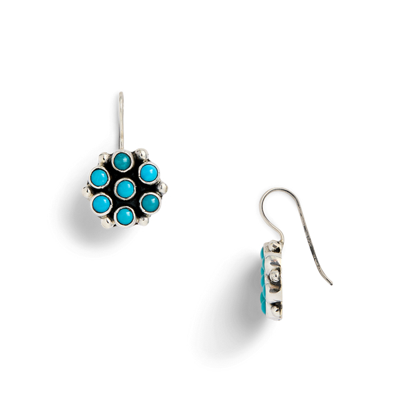 Silver Solid Lister Family Floral Turquoise Earrings Polo Ralph Lauren 2