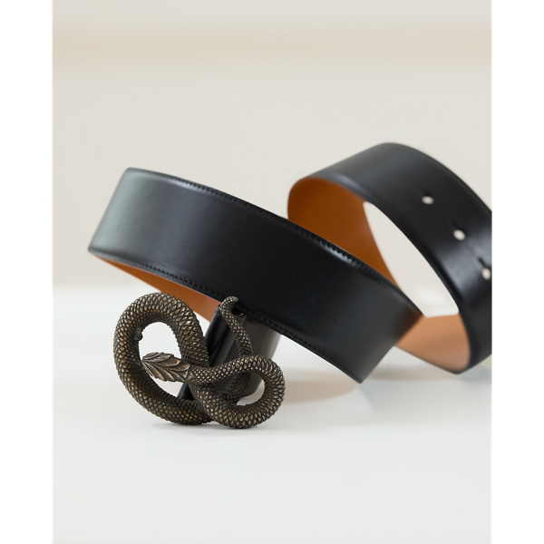 Black 2002 Snake-Buckle Leather Belt - Size M Ralph Lauren Vintage 3