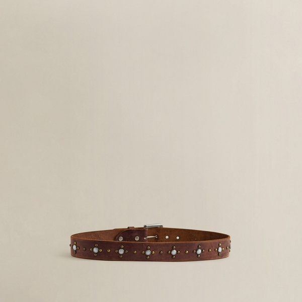 Brown c. 2008 Studded Leather Belt - Size 30 Ralph Lauren Vintage 2