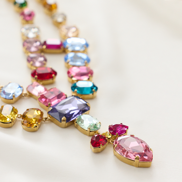 Multi 2015 Multicolored Crystal Long Necklace Ralph Lauren Vintage 4