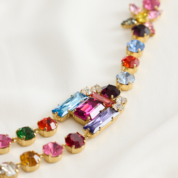 Multi 2015 Multicolored Crystal Long Necklace Ralph Lauren Vintage 5