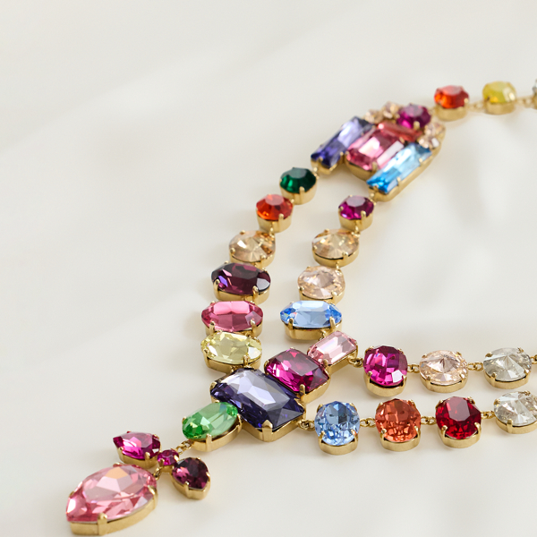 Multi 2015 Multicolored Crystal Short Necklace Ralph Lauren Vintage 4