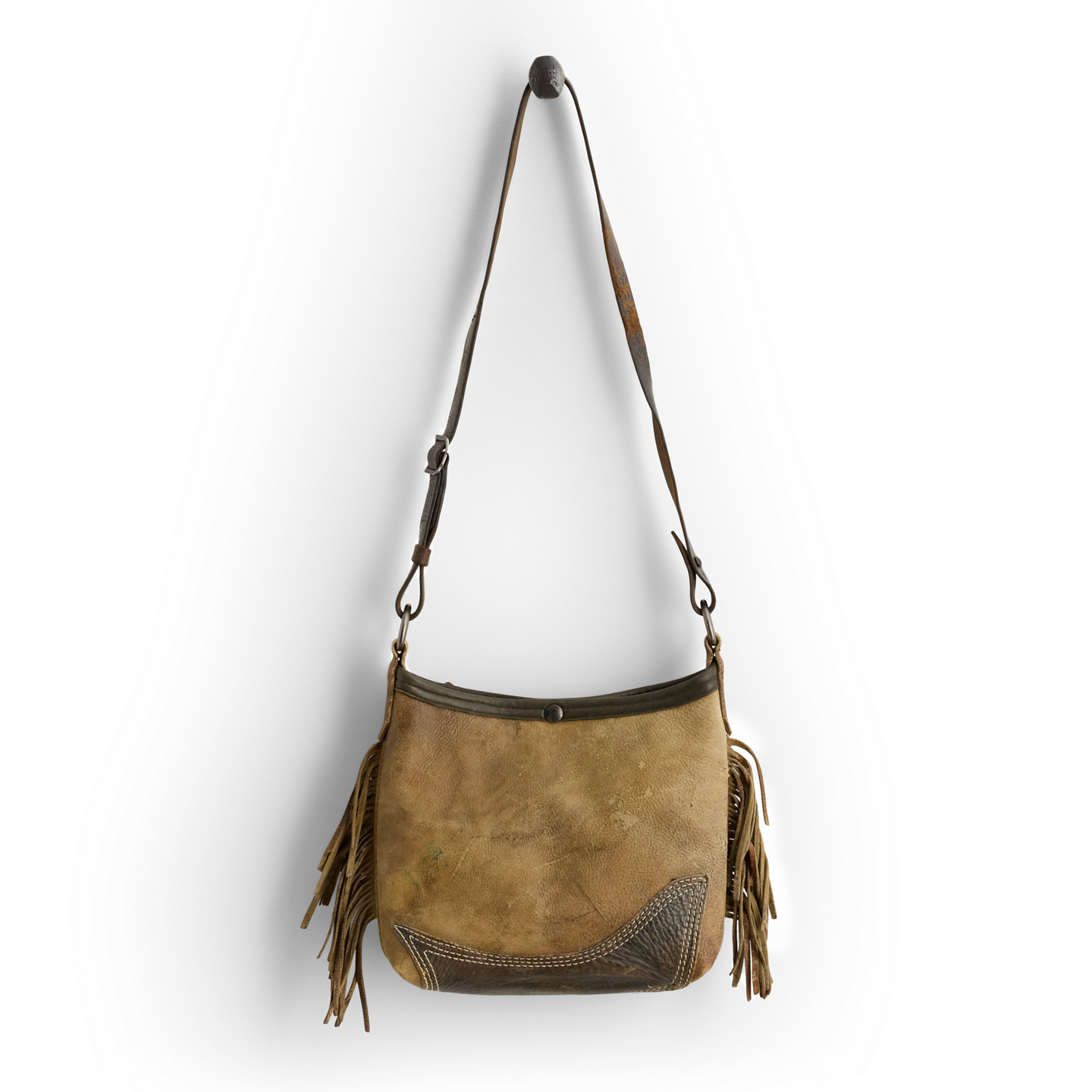 Мужская сумка Ralph Lauren Vintage Fringe Leather Bucket, цвет: Коричневый — фото 1