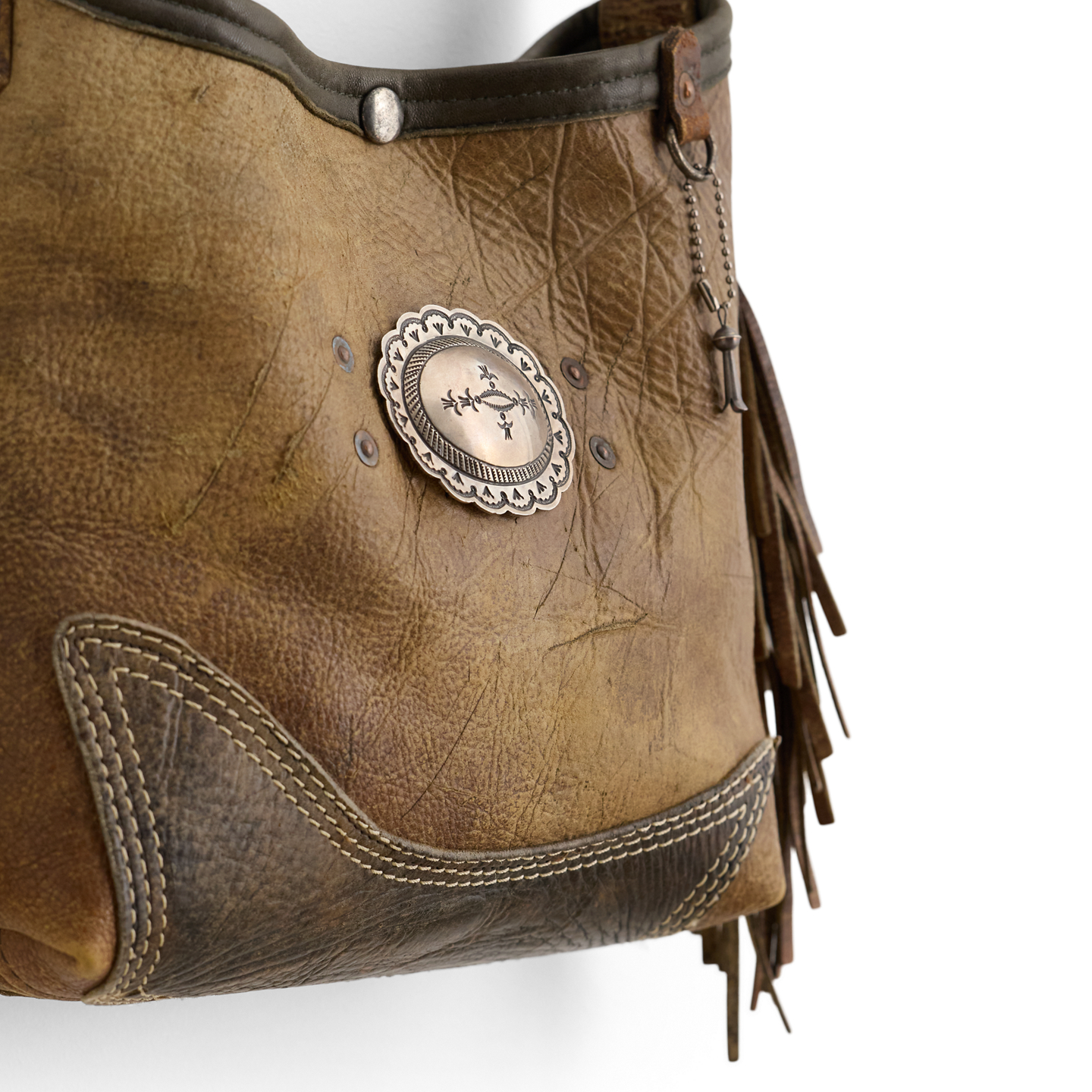 Мужская сумка Ralph Lauren Vintage Fringe Leather Bucket, цвет: Коричневый — фото 2