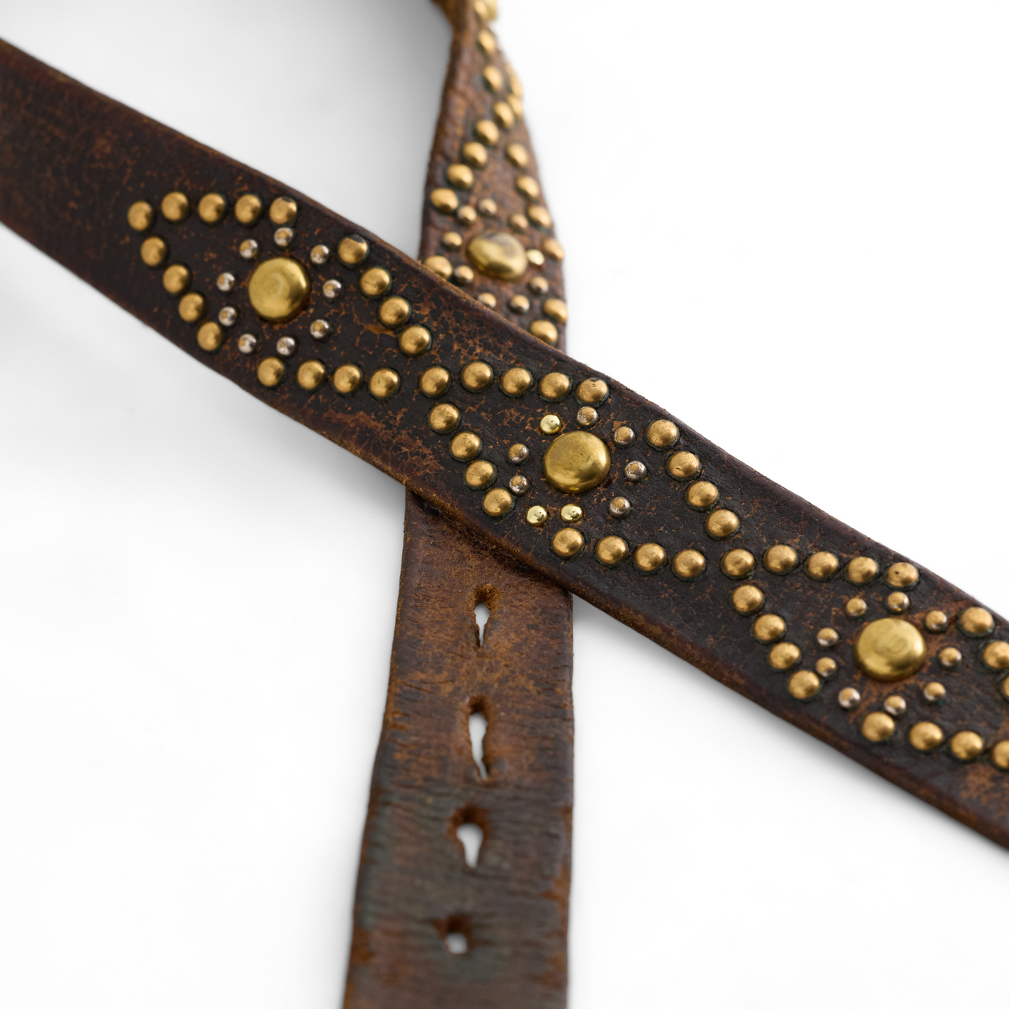 Мужской ремень Ralph Lauren 1950s Studded Leather - Size 33, цвет: Коричневый — фото 1
