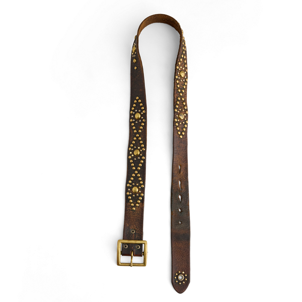 1950s Studded Leather Belt - Size 33 Vintage Curated by Double RL 1
