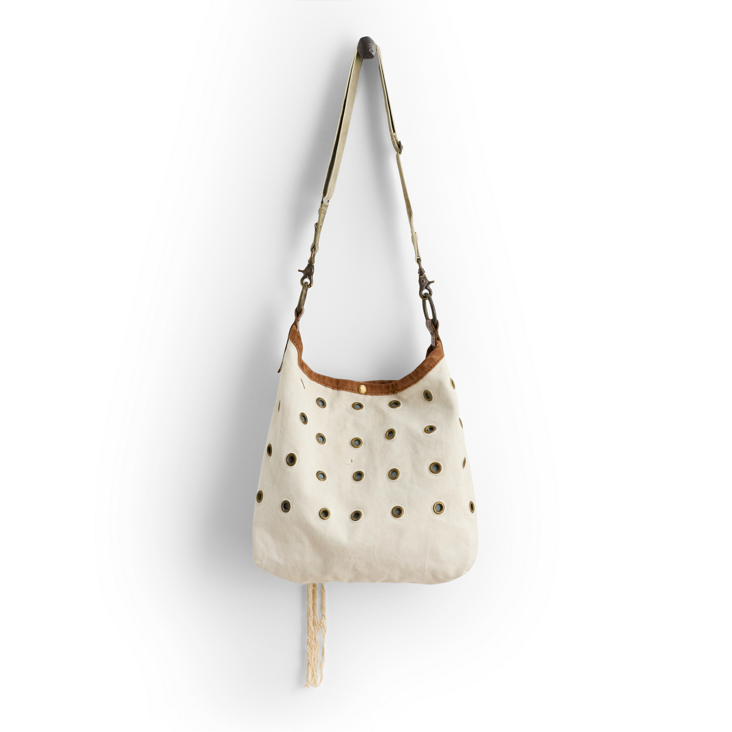 Мужская сумка Ralph Lauren Brass-Grommet Canvas Shoulder, цвет: Белый — фото 1