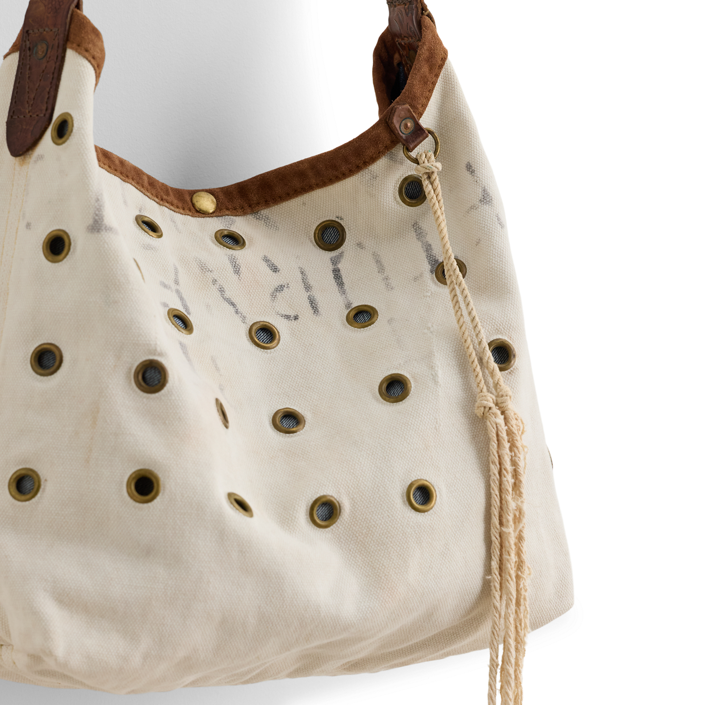 Мужская сумка Ralph Lauren Brass-Grommet Canvas Shoulder, цвет: Белый — фото 2