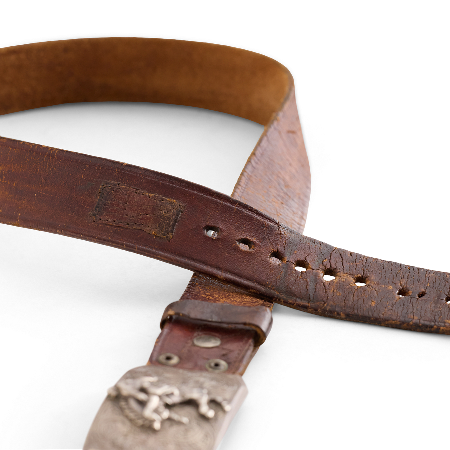 Мужской ремень Ralph Lauren Vintage Silver-Buckle - Size 34, цвет: Серебряный — фото 1