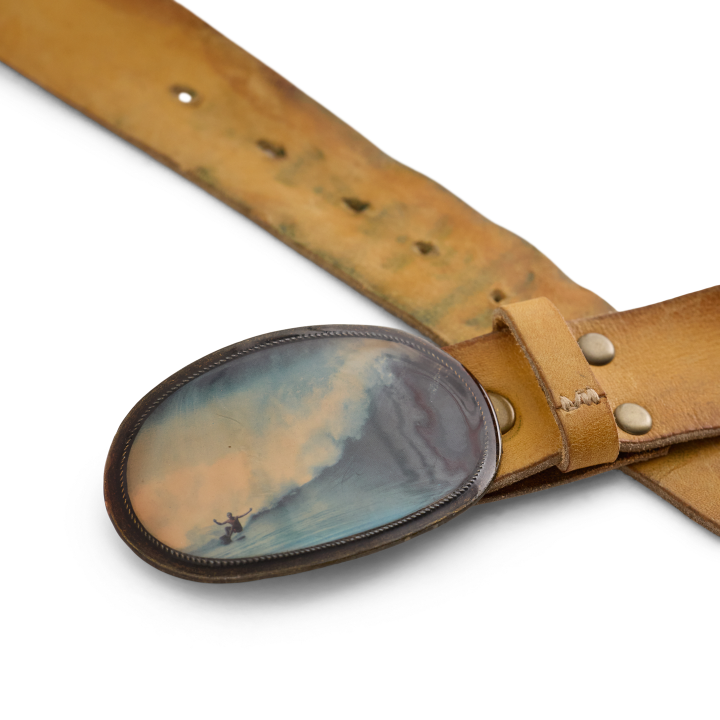 Мужской ремень Ralph Lauren 1970s Leather - Size 36, цвет: Синий — фото 1