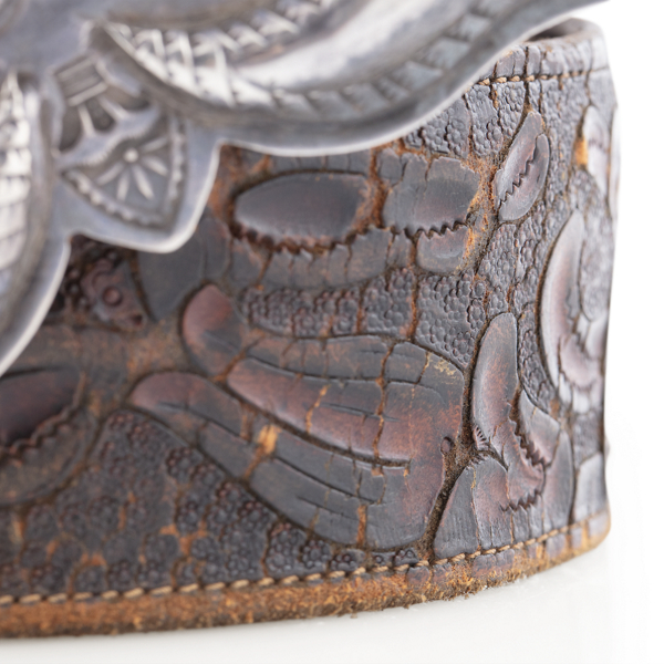 1930s Hand-Tooled Leather Belt - Size 34