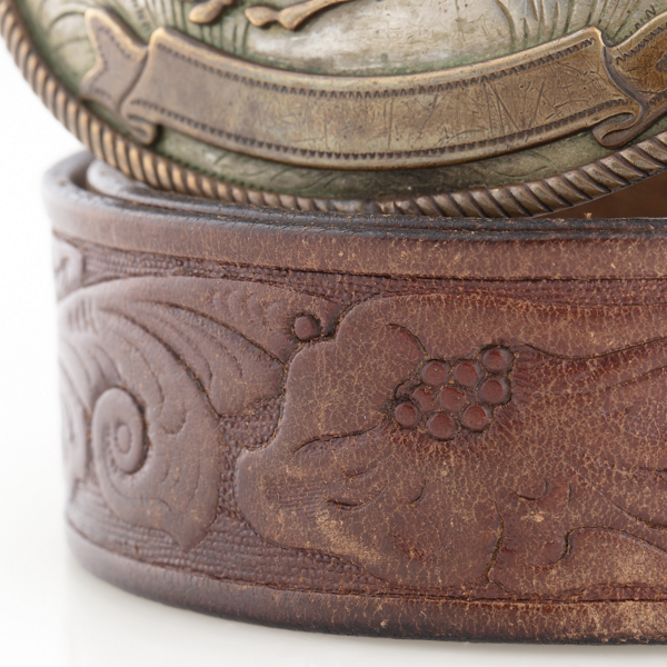 1960s Tooled Leather Belt - Size 40