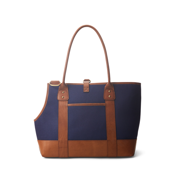 Leather Trimmed Canvas Pet Tote Bag