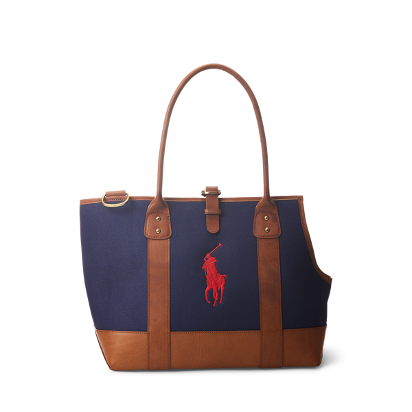 Leather Trimmed Canvas Pet Tote Bag