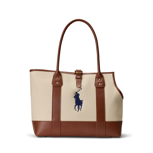 Leather-Trimmed Canvas Pet Tote Bag