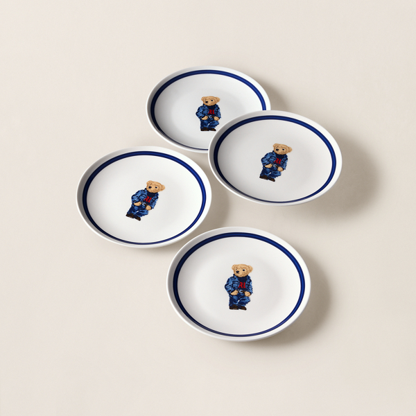 Denim Polo Bear Dessert Plate Gift Set 