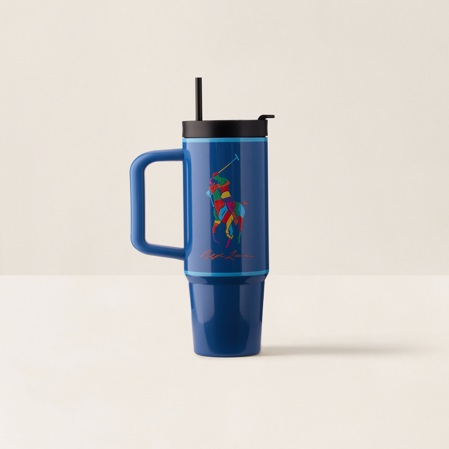 Ralph Lauren Color-Blocked Pony Water Bottle & Straw, цвет: Разноцветный — фото 1