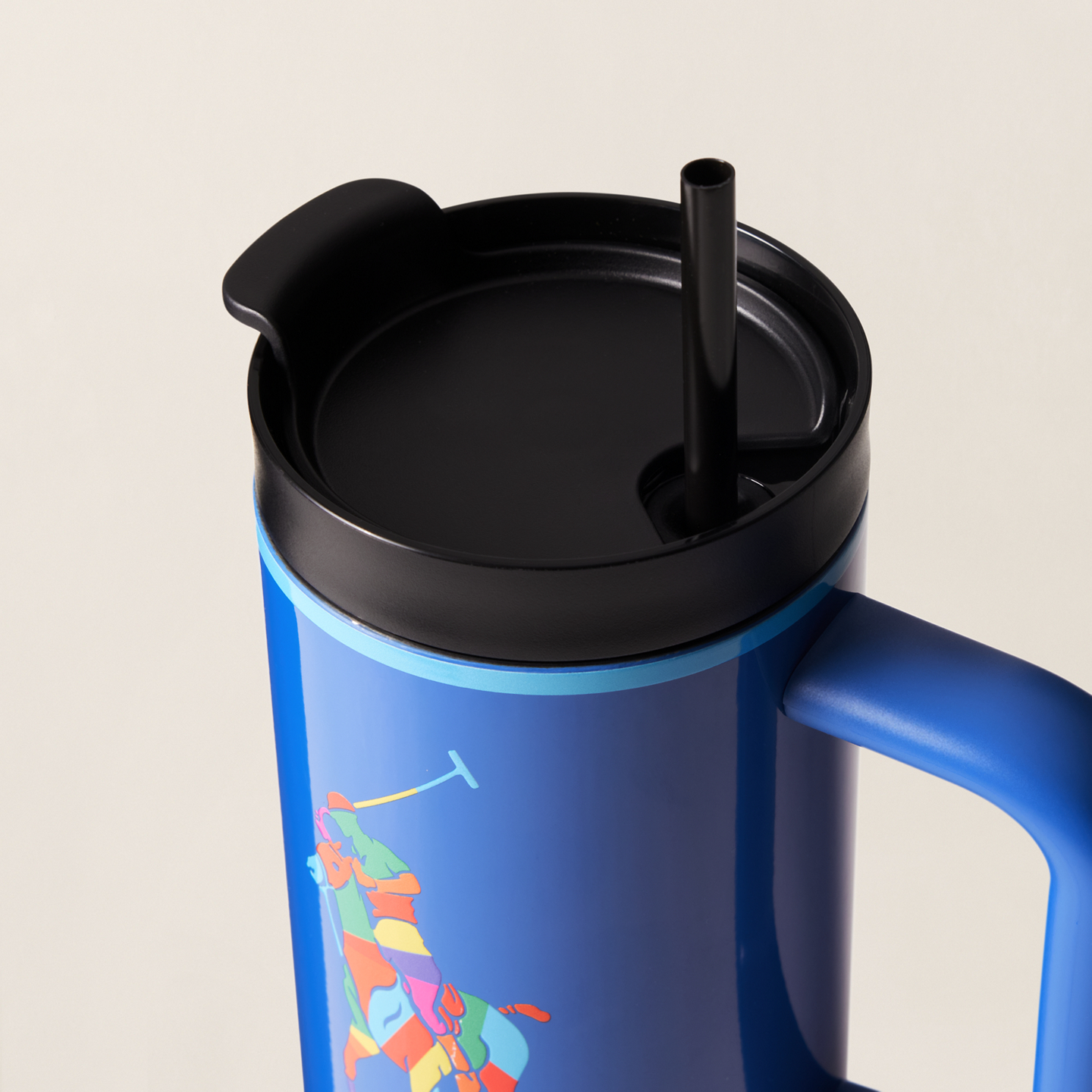 Ralph Lauren Color-Blocked Pony Water Bottle & Straw, цвет: Разноцветный — фото 2