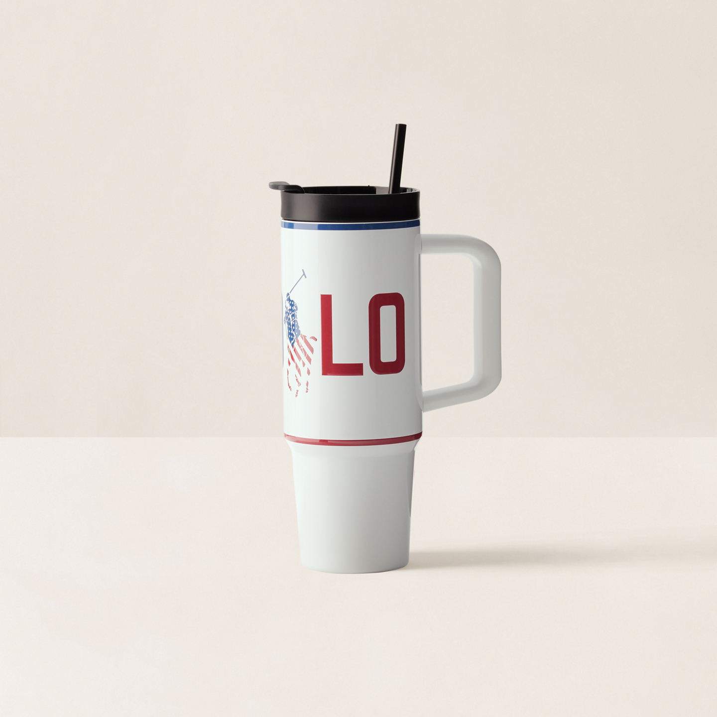 Ralph Lauren Americana Logo Water Bottle & Straw, цвет: Красный / Белый — фото 1