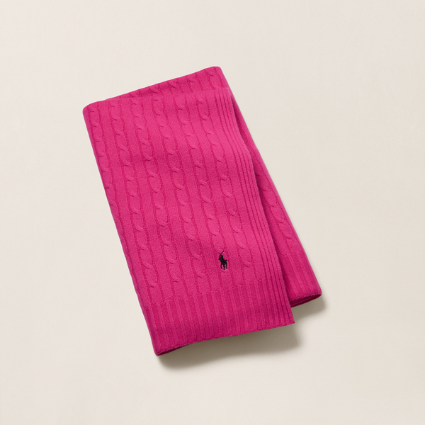 Pink Pony Cable Cashmere Throw Blanket