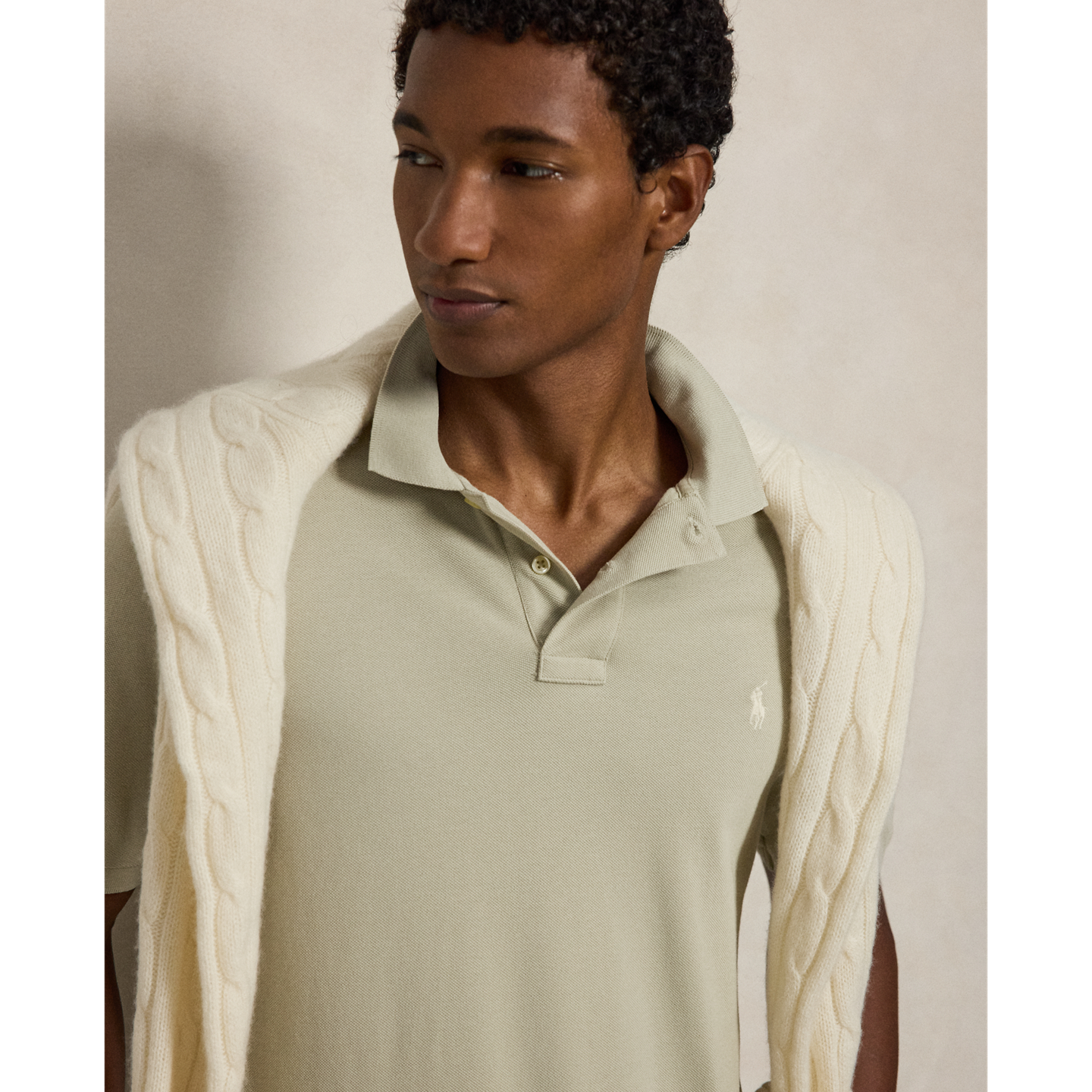 Мужское поло Ralph Lauren The Iconic Mesh Polo Shirt - All Fits, цвет: Серо-бежевый — фото 3