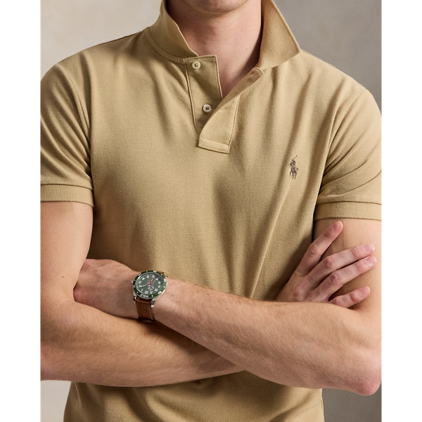 Slim fit mesh Polo-shirt Polo Ralph Lauren in Vintage khaki 6