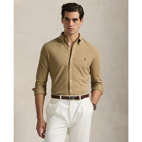Cafe Tan Heather Featherweight Piqué-Hemd Polo Ralph Lauren 1