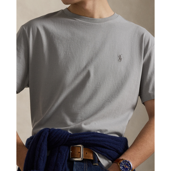 Soft Grey Classic Fit Jersey Crewneck T-Shirt Polo Ralph Lauren 6