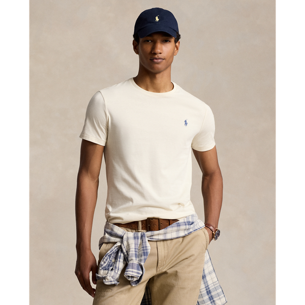 Men s Cream Custom Slim Fit T Shirts Ralph Lauren