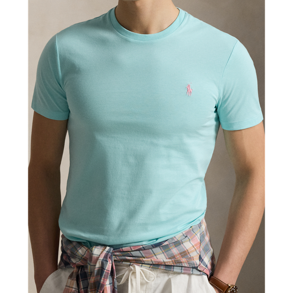 New Aqua Custom Slim Fit Jersey Crewneck T-Shirt Polo Ralph Lauren 6