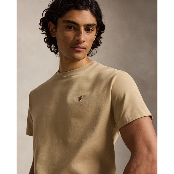 T-shirt &agrave; col rond jersey Custom Slim Polo Ralph Lauren en Kaki vintage 6