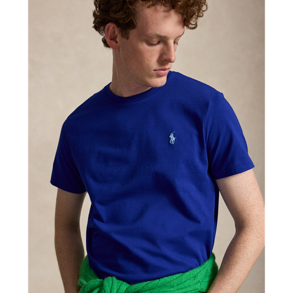 T-shirt &agrave; col rond jersey Custom Slim Polo Ralph Lauren en Azur classique 6