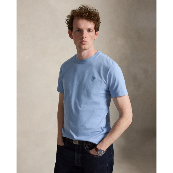 T-shirt &agrave; col rond en jersey coupe ajust&eacute;e Polo Ralph Lauren en Bleu chambray 1