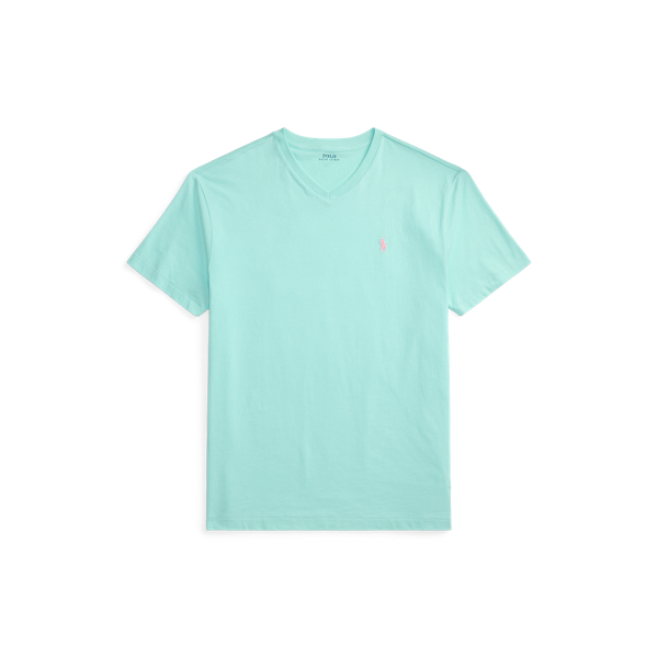 New Aqua Classic Fit Jersey V-Neck T-Shirt Polo Ralph Lauren 2