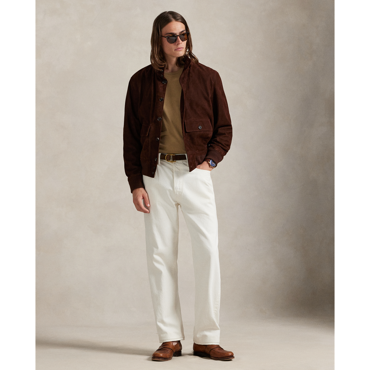 Мужская футболка Ralph Lauren Jersey Long-Sleeve T-Shirt - All Fits, цвет: Рыжевато-коричневый — фото 1