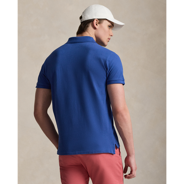 Dusty Azure/Cream The Iconic Custom Slim Fit Mesh Polo Polo Ralph Lauren 5