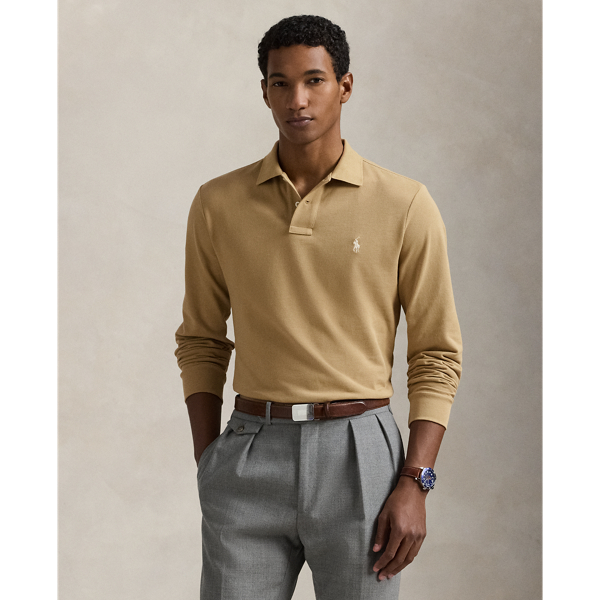 Mesh Long-Sleeve Polo Shirt popular