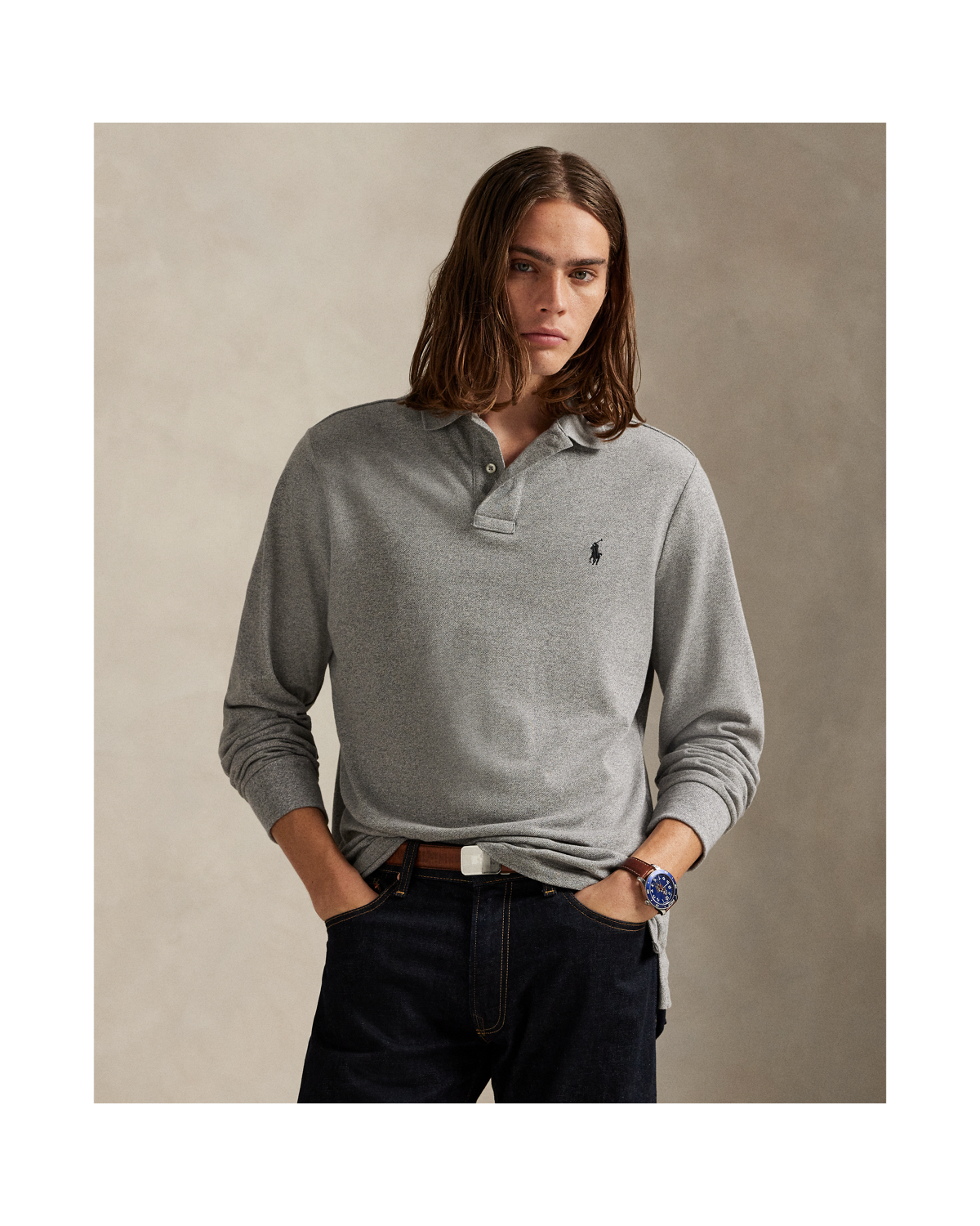 Mesh Long-Sleeve Polo Shirt – All Fits