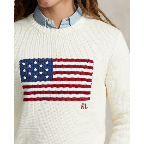 The Iconic Flag Sweater Polo Ralph Lauren in Creme 7